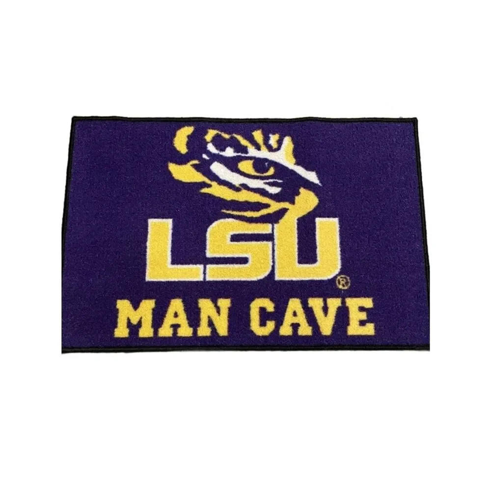 LSU Man Cave Rug - Purple & Gold College Logo Great for Dorm & Fraternity House